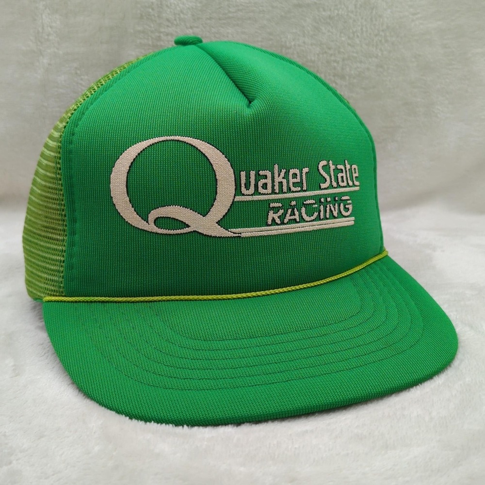 VINTAGE Quaker State Hat Cap Racing Foam Front Snap Back Mesh Trucker Mens 90s‎